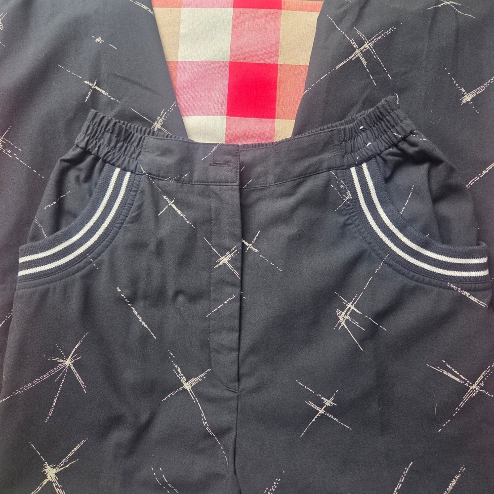 Vtg 90s Le Coq Sportif Joggers M Black Geometric Star Print Blokecore Track Pant